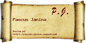 Pascus Janina névjegykártya